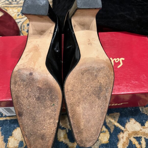 Cole Haan Blk Patent Leather Elongated Round Pointy Pump Made in Italy Sz. 6.5 - Picture 5 of 5